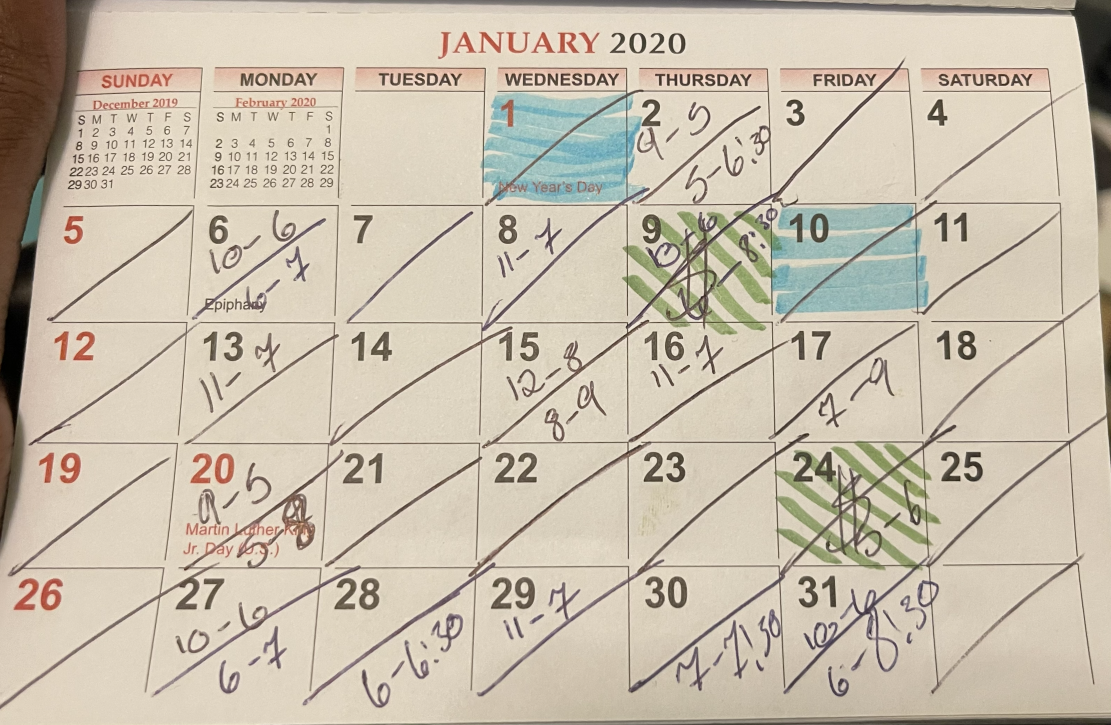January 2020 Calendar