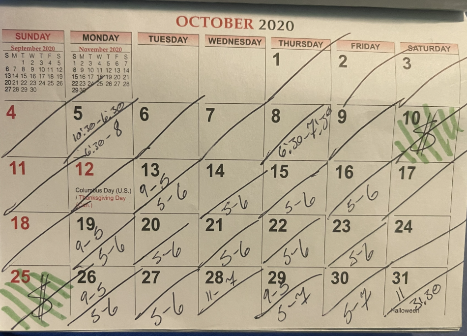 October 2020 Calendar