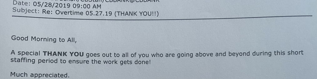 First Overtime Email